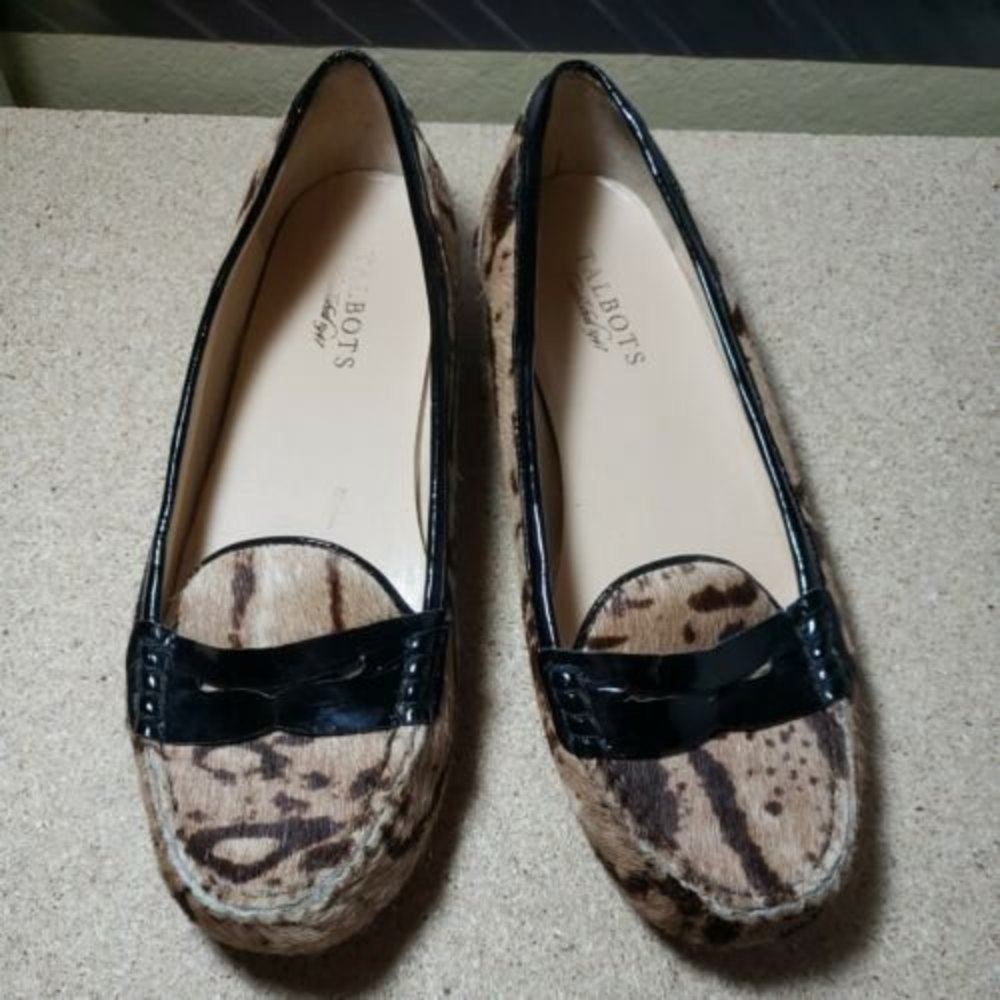 Talbots Leopard Calf Hair Women's Flats Loafer Size 7AA Shoes zalo cheetah